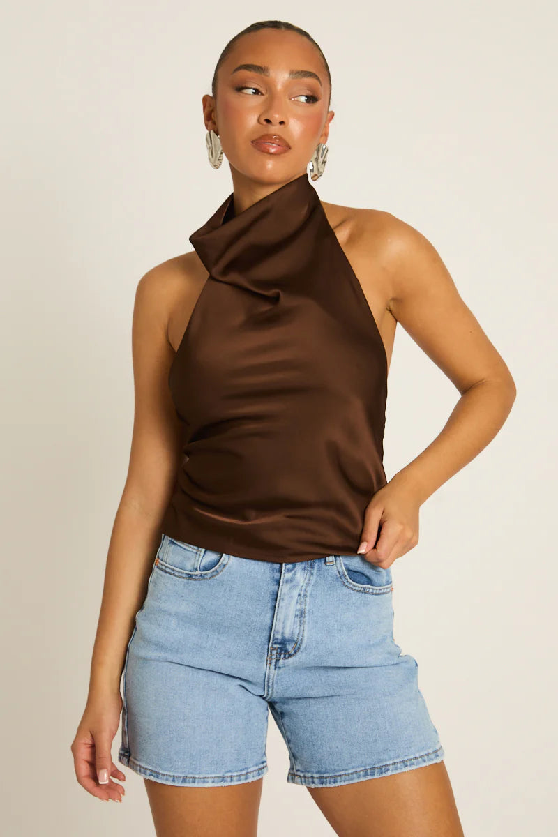 Top Halter Elara - Cioccolato