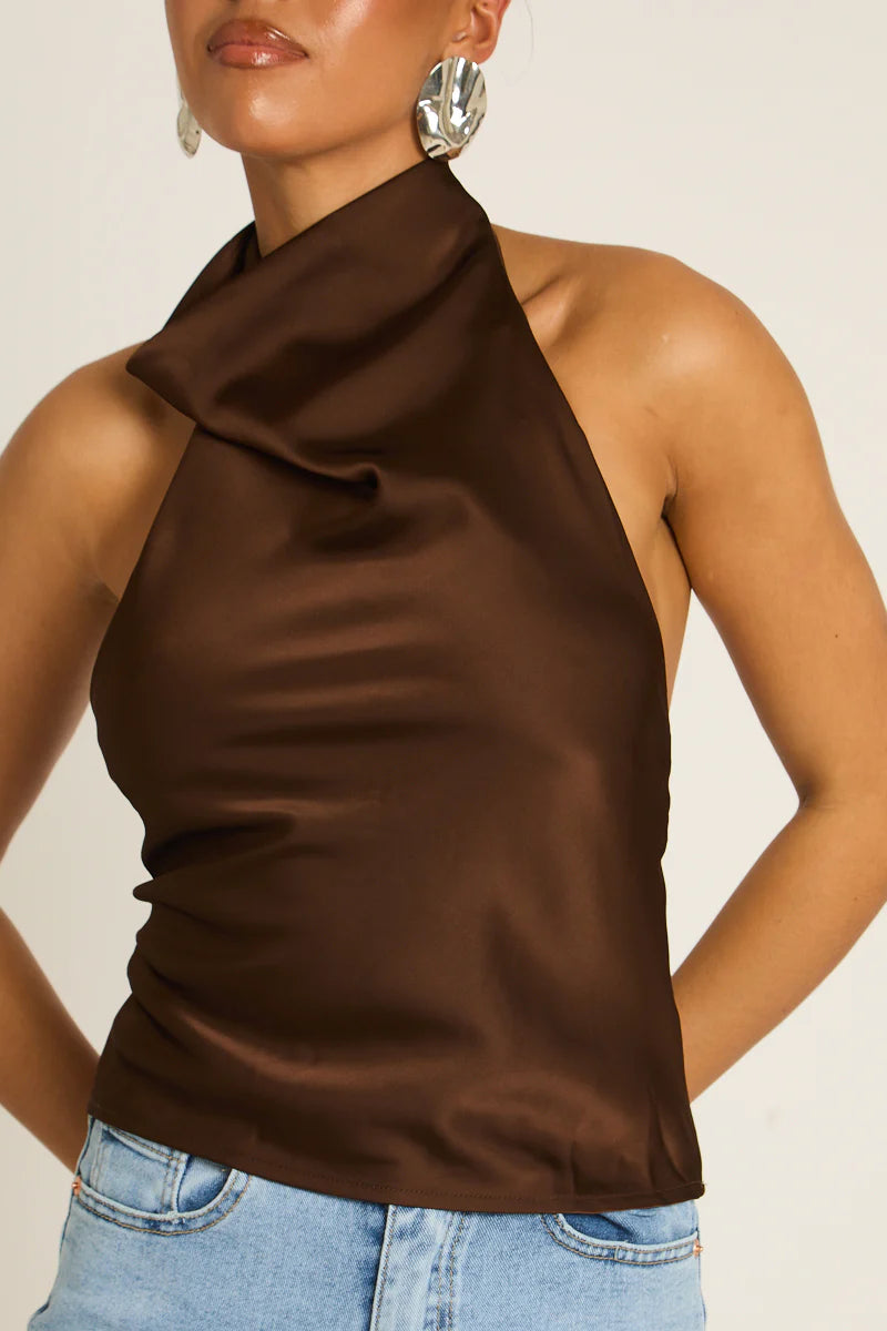 Top Halter Elara - Cioccolato