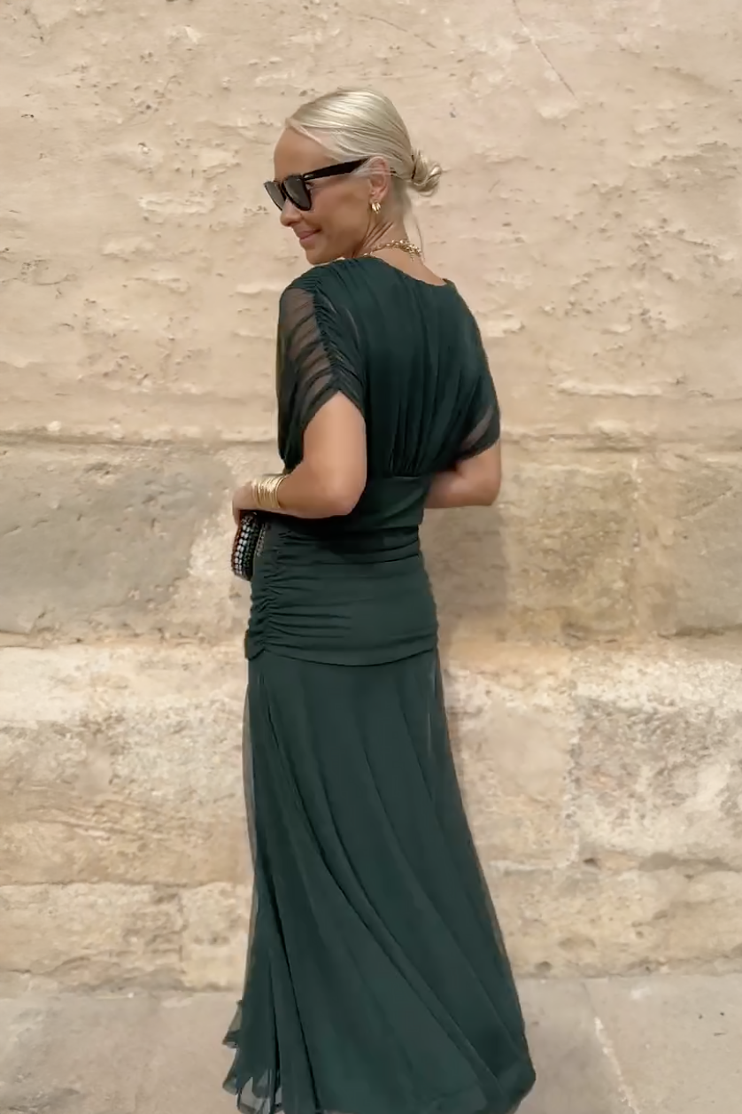 Luisa | Elegante abito lungo da cerimonia con scollo a V