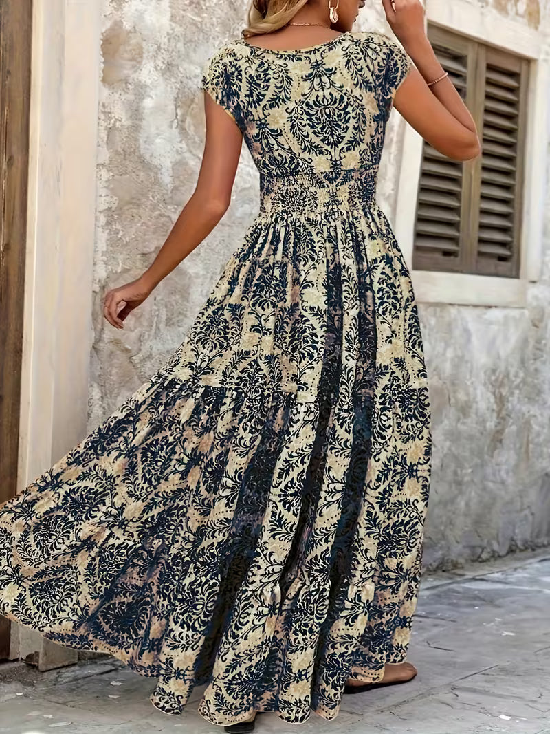 Marta - Abito lungo vintage con stampa floreale