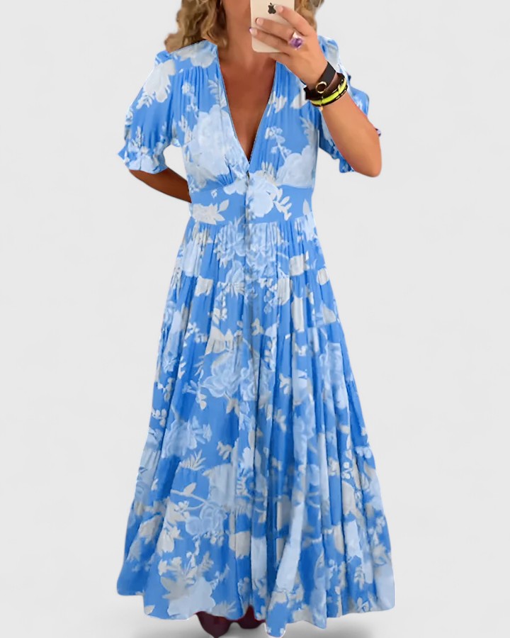 Miriam – Abito a fiori con scollo a V