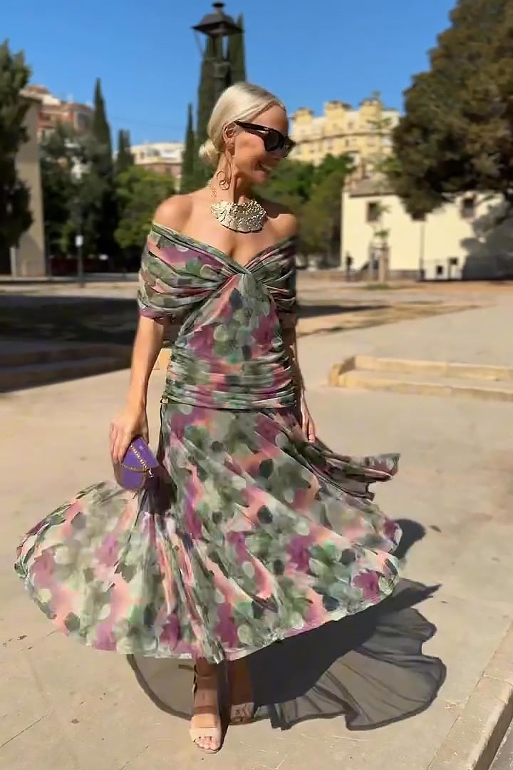 Luisa | Elegante abito lungo da cerimonia con scollo a V