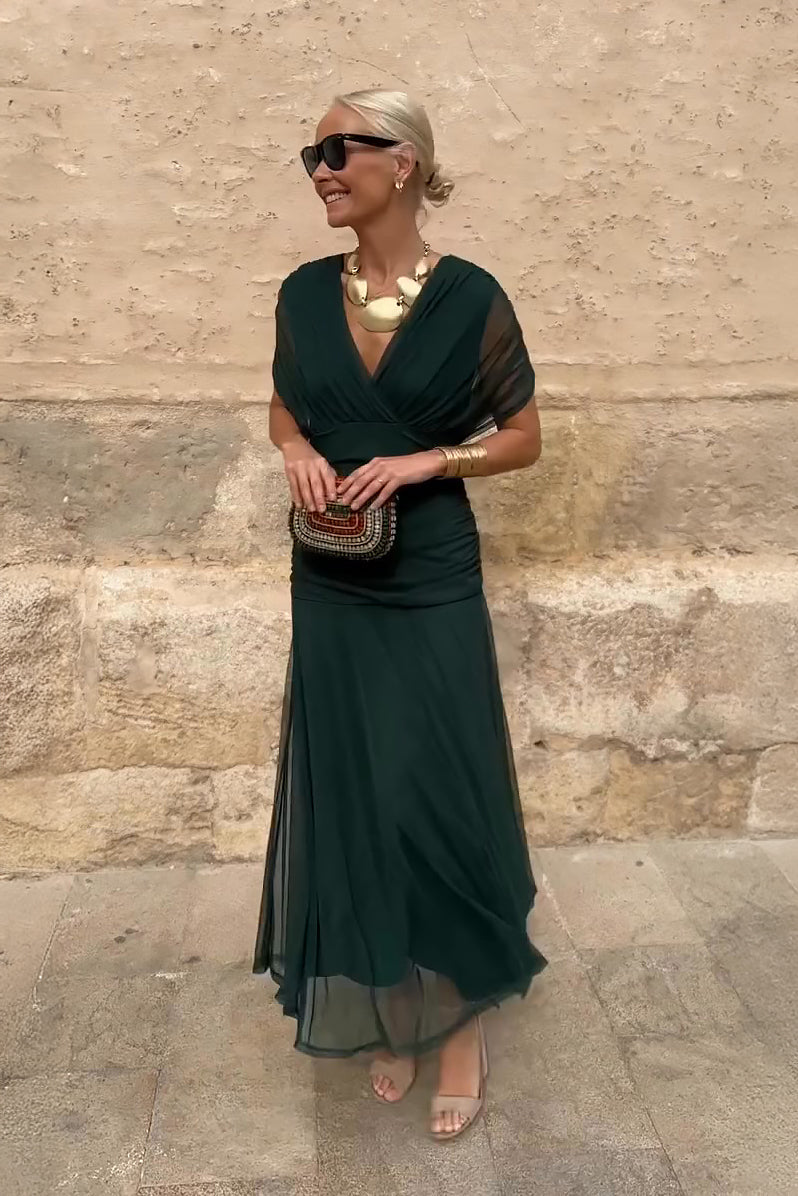 Luisa | Elegante abito lungo da cerimonia con scollo a V