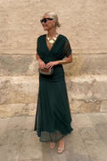 Luisa | Elegante abito lungo da cerimonia con scollo a V