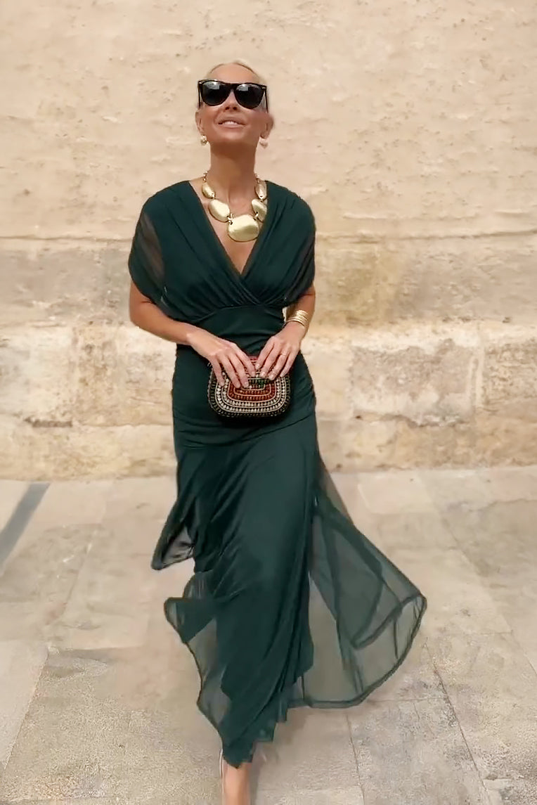 Luisa | Elegante abito lungo da cerimonia con scollo a V