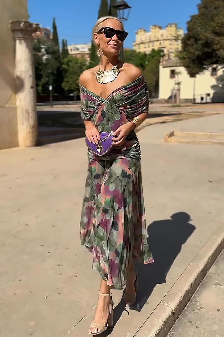 Luisa | Elegante abito lungo da cerimonia con scollo a V