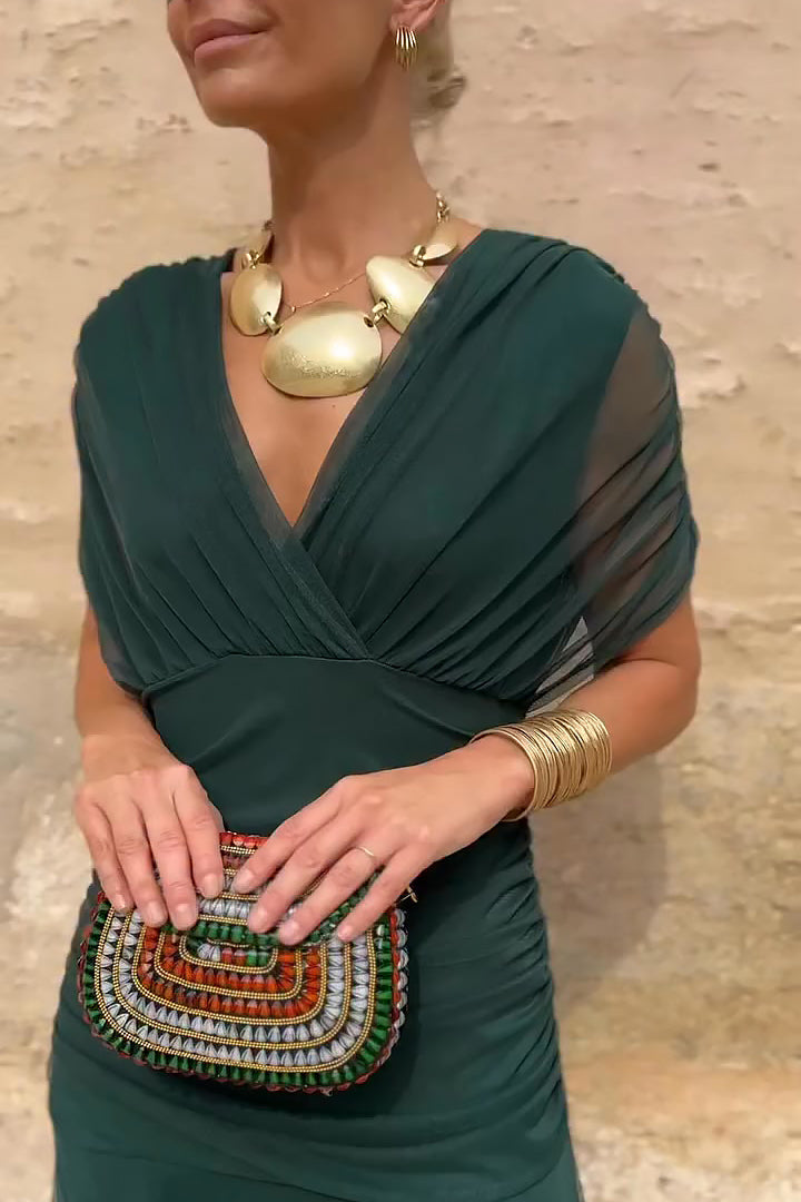 Luisa | Elegante abito lungo da cerimonia con scollo a V