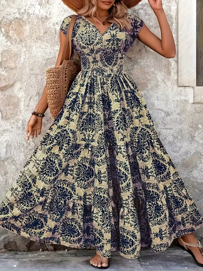 Marta - Abito lungo vintage con stampa floreale