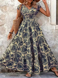 Marta - Abito lungo vintage con stampa floreale