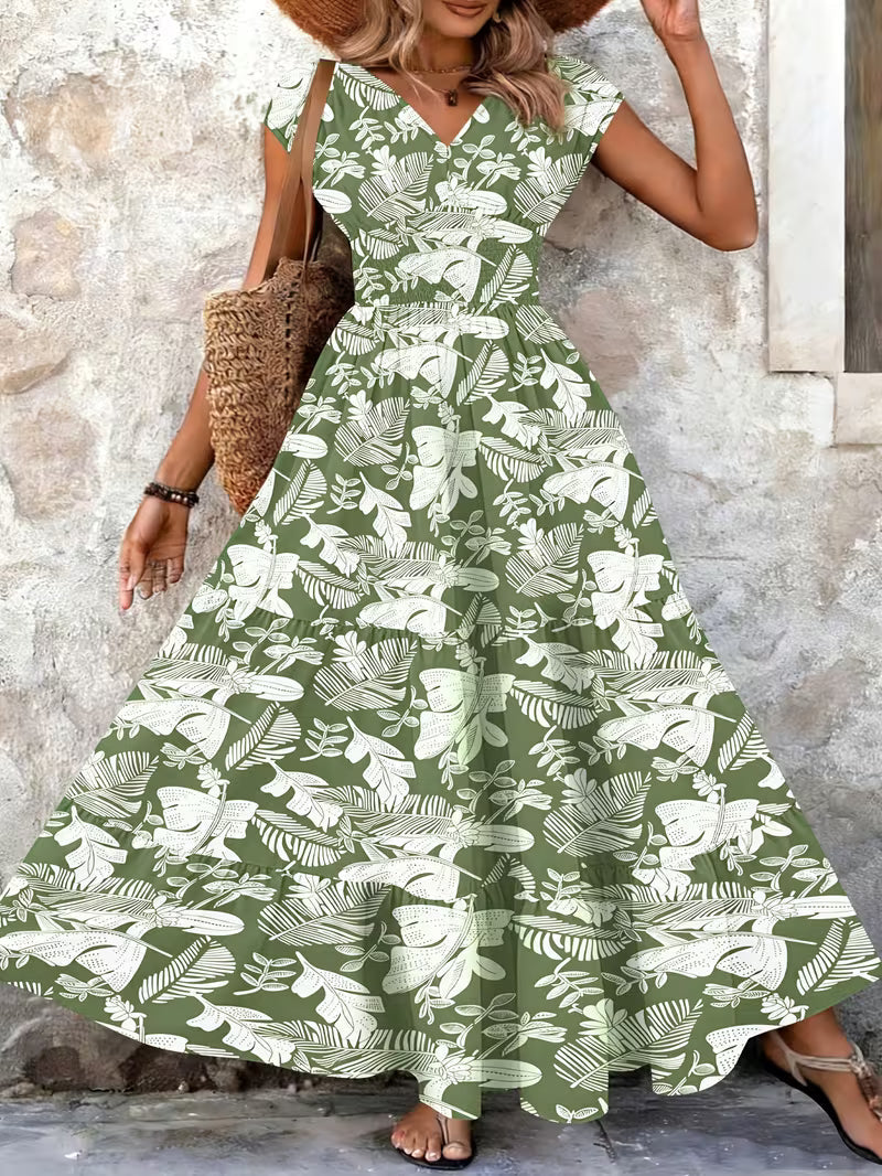 Marta - Abito lungo vintage con stampa floreale