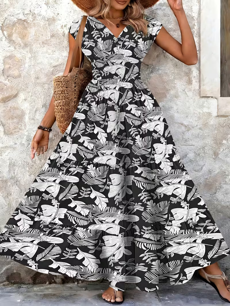 Marta - Abito lungo vintage con stampa floreale