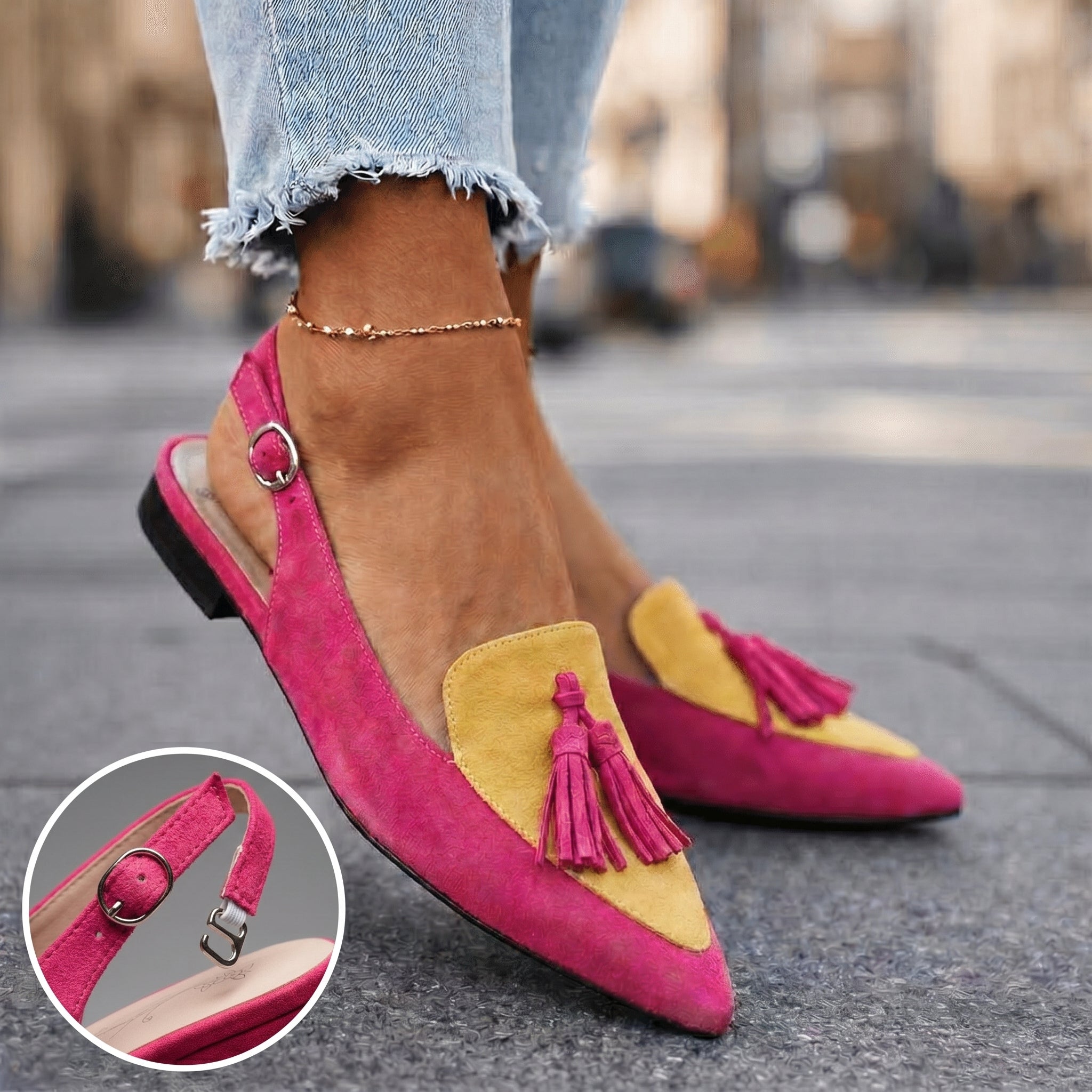 Lorena | Slingback in Camoscio con Nappine