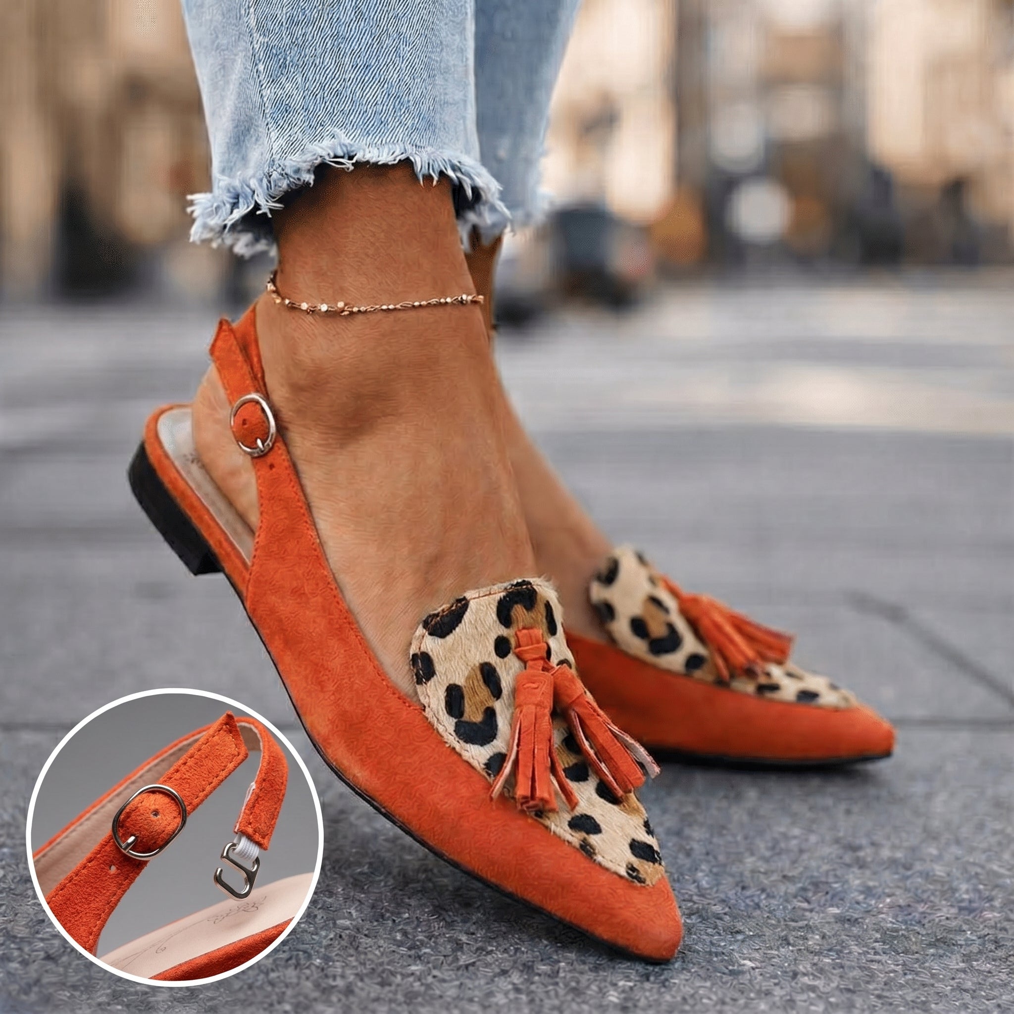 Lorena | Slingback in Camoscio con Nappine