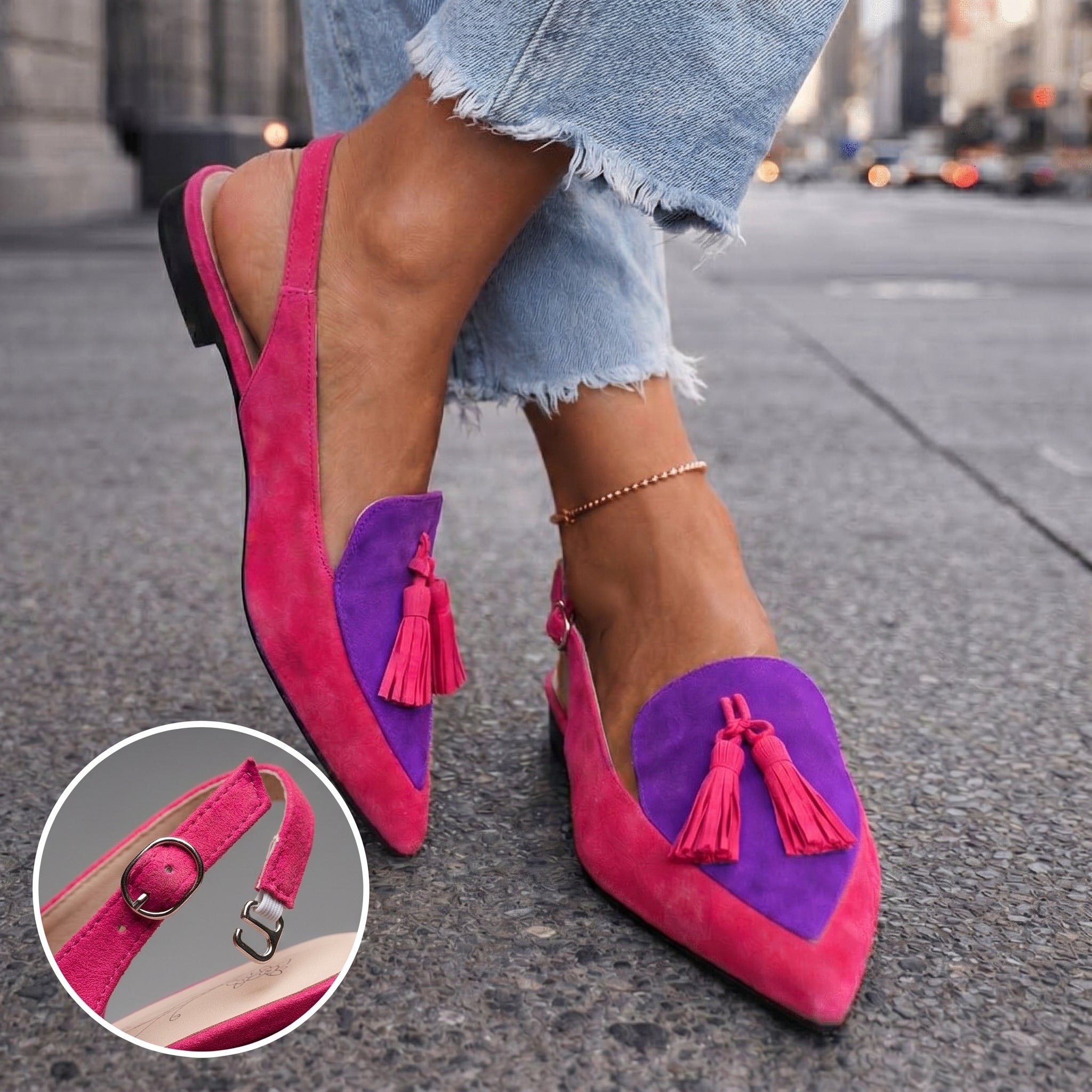 Lorena | Slingback in Camoscio con Nappine