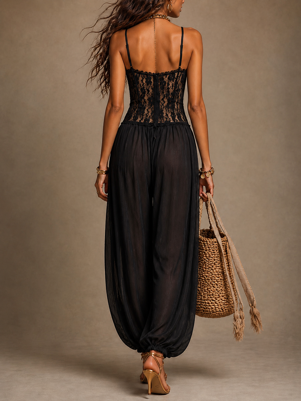 Laia | Jumpsuit in Pizzo con Pantalone Fluido