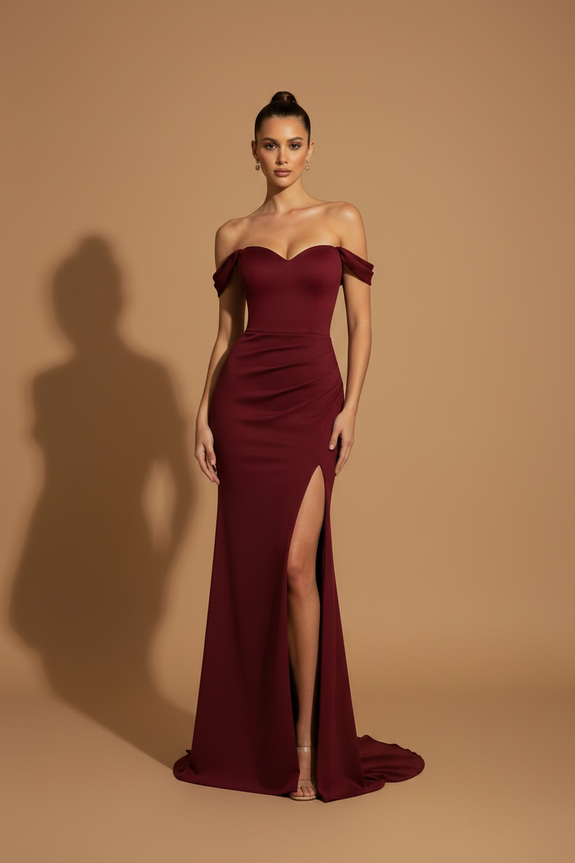 Abito lungo elegante Aura – Bordeaux