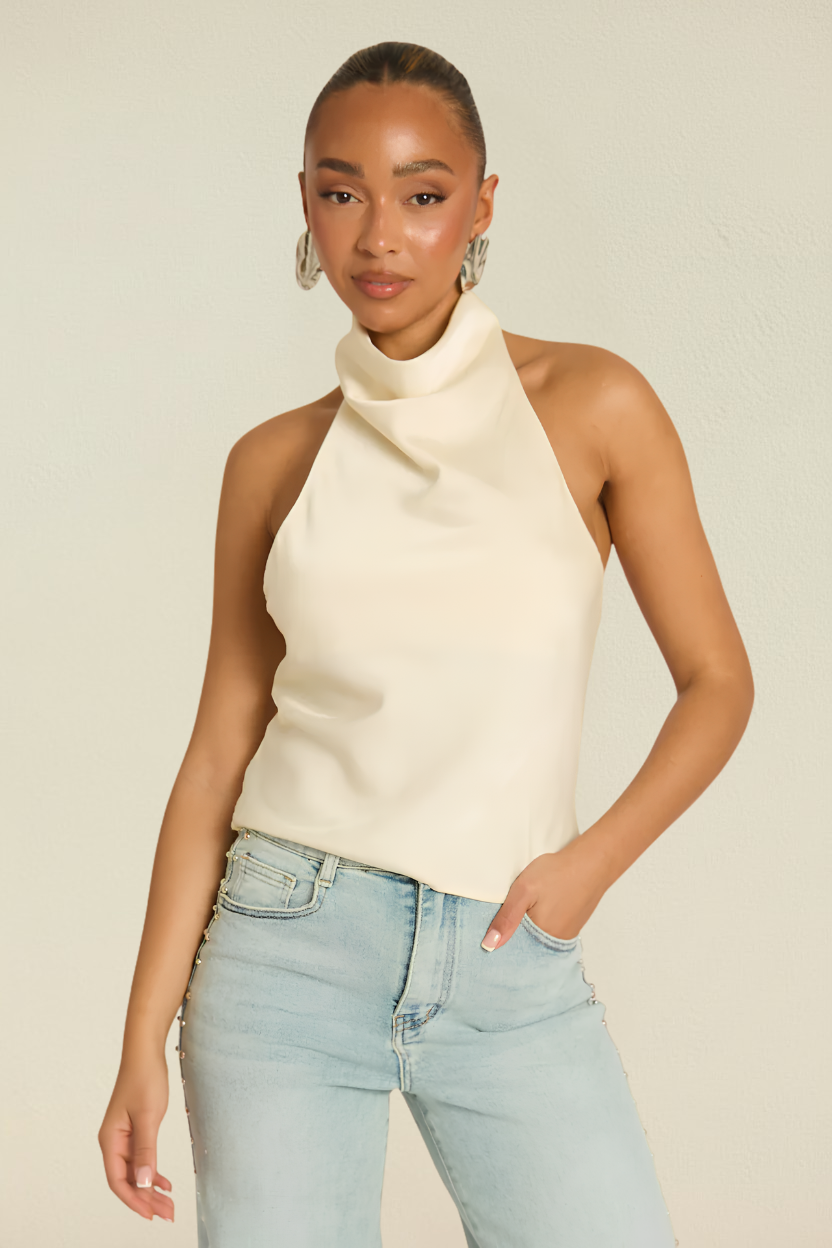 Elara – Top Halter Vestibilità Avvolgente