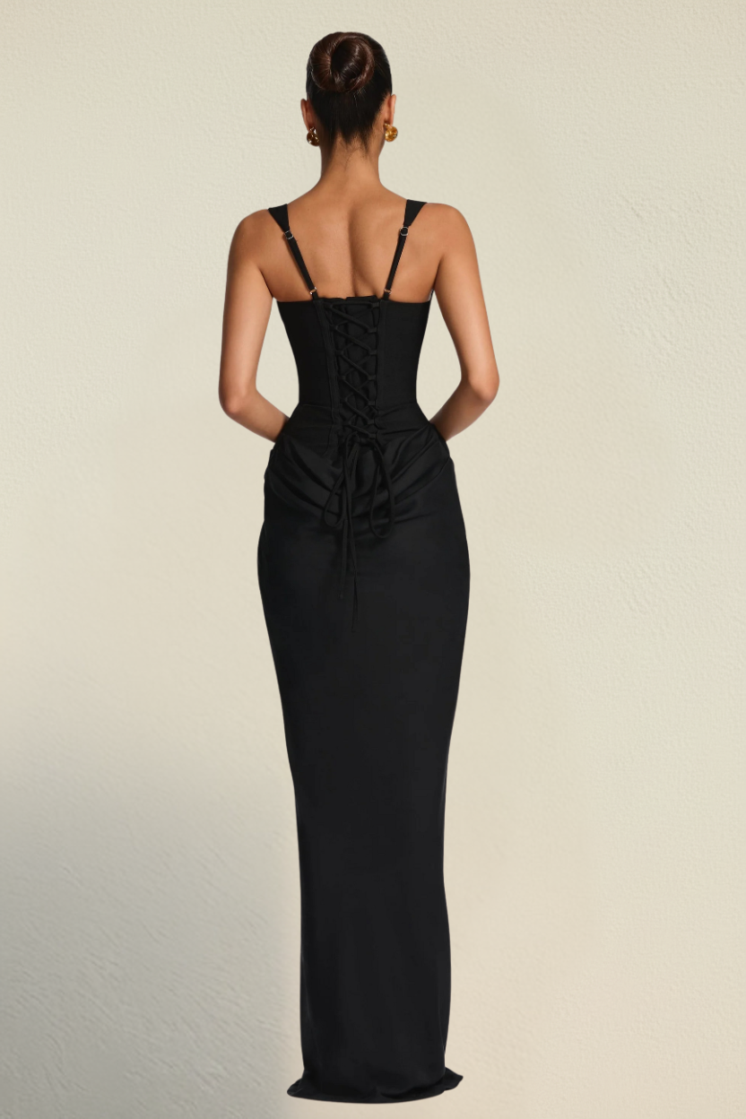 Elara – Abito Corsetto Scolpito Nero