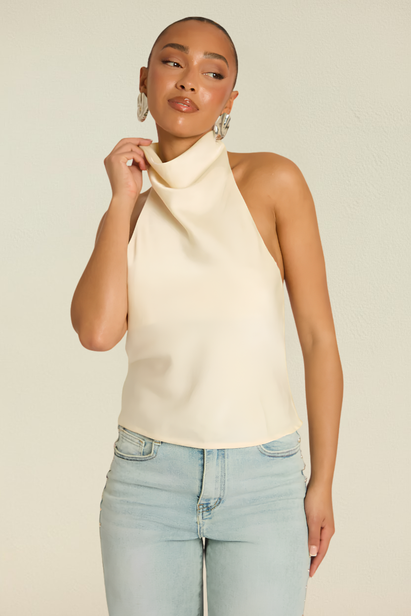 Elara – Top Halter Vestibilità Avvolgente