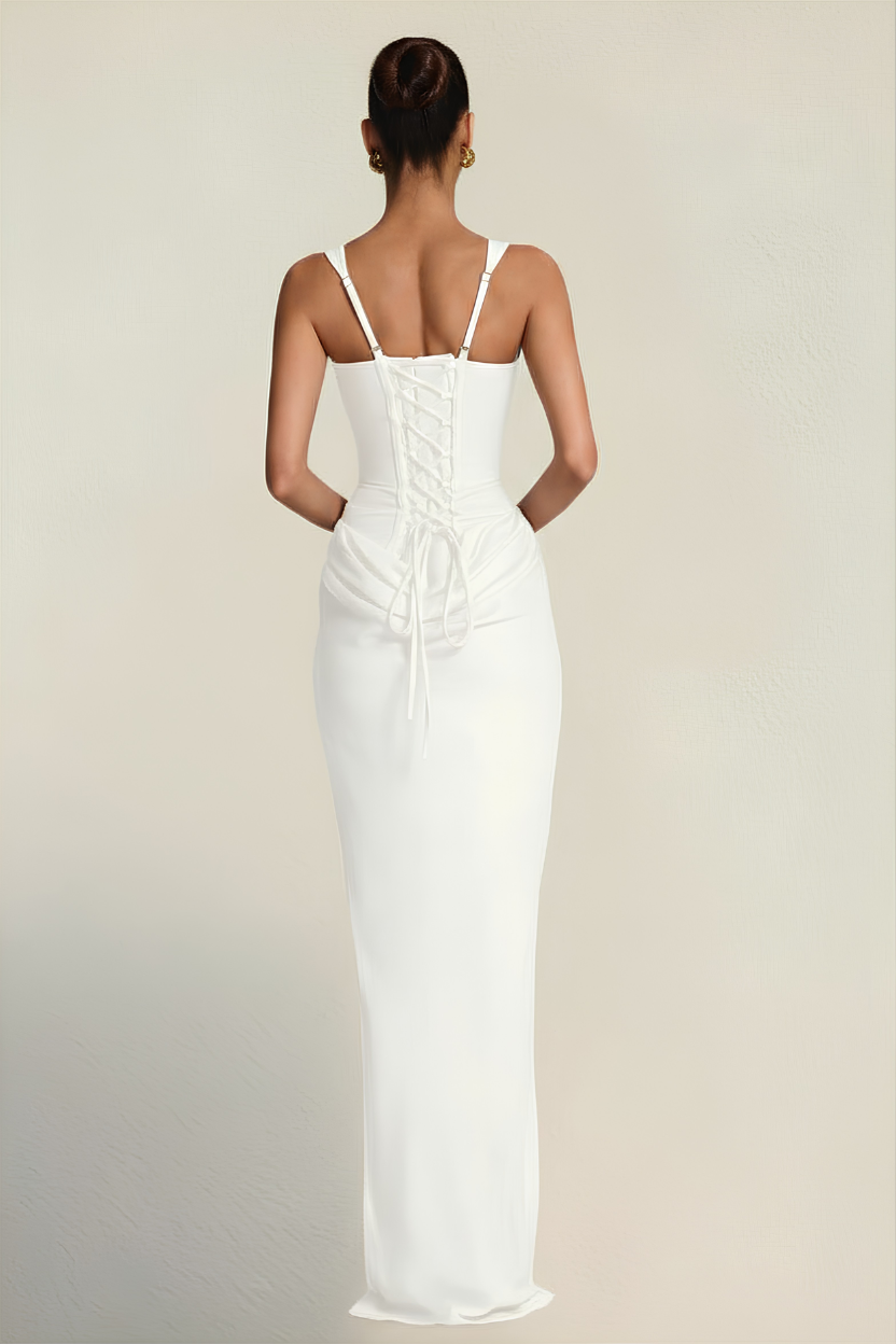 Elara – Abito Corsetto Scolpito Bianco