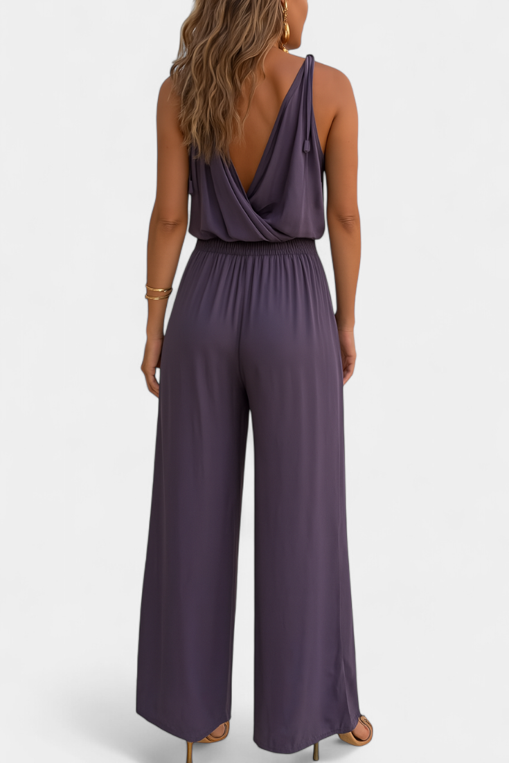 Donatila | Jumpsuit con Dettagli Dorati e Gamba Aperta