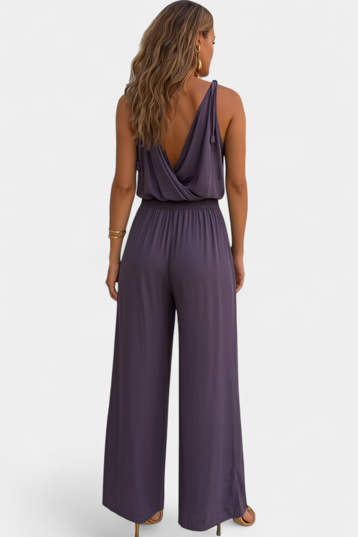 Donatila | Jumpsuit con Dettagli Dorati e Gamba Aperta