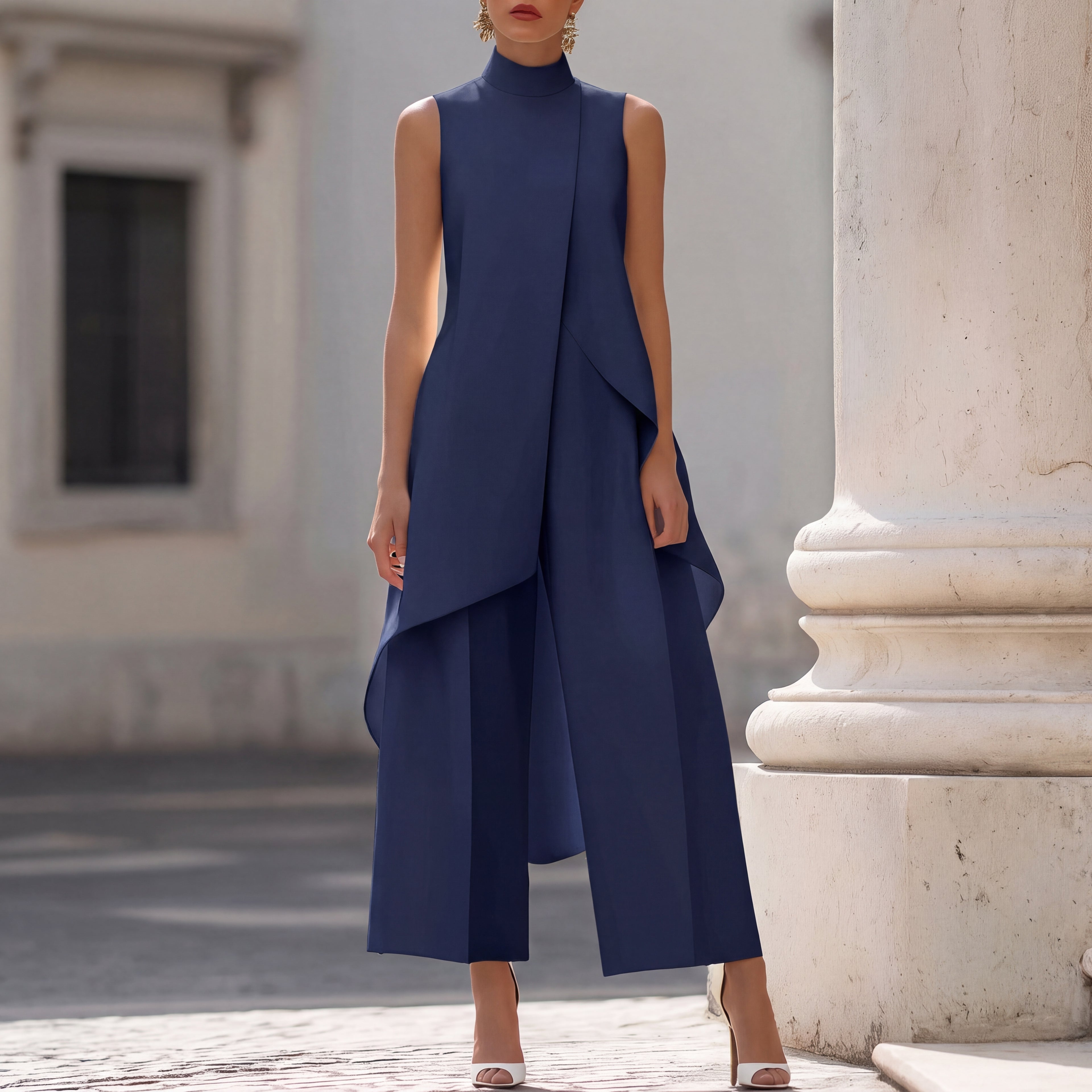Martina | Completo Elegante Top Drappeggiato e Pantalone Palazzo