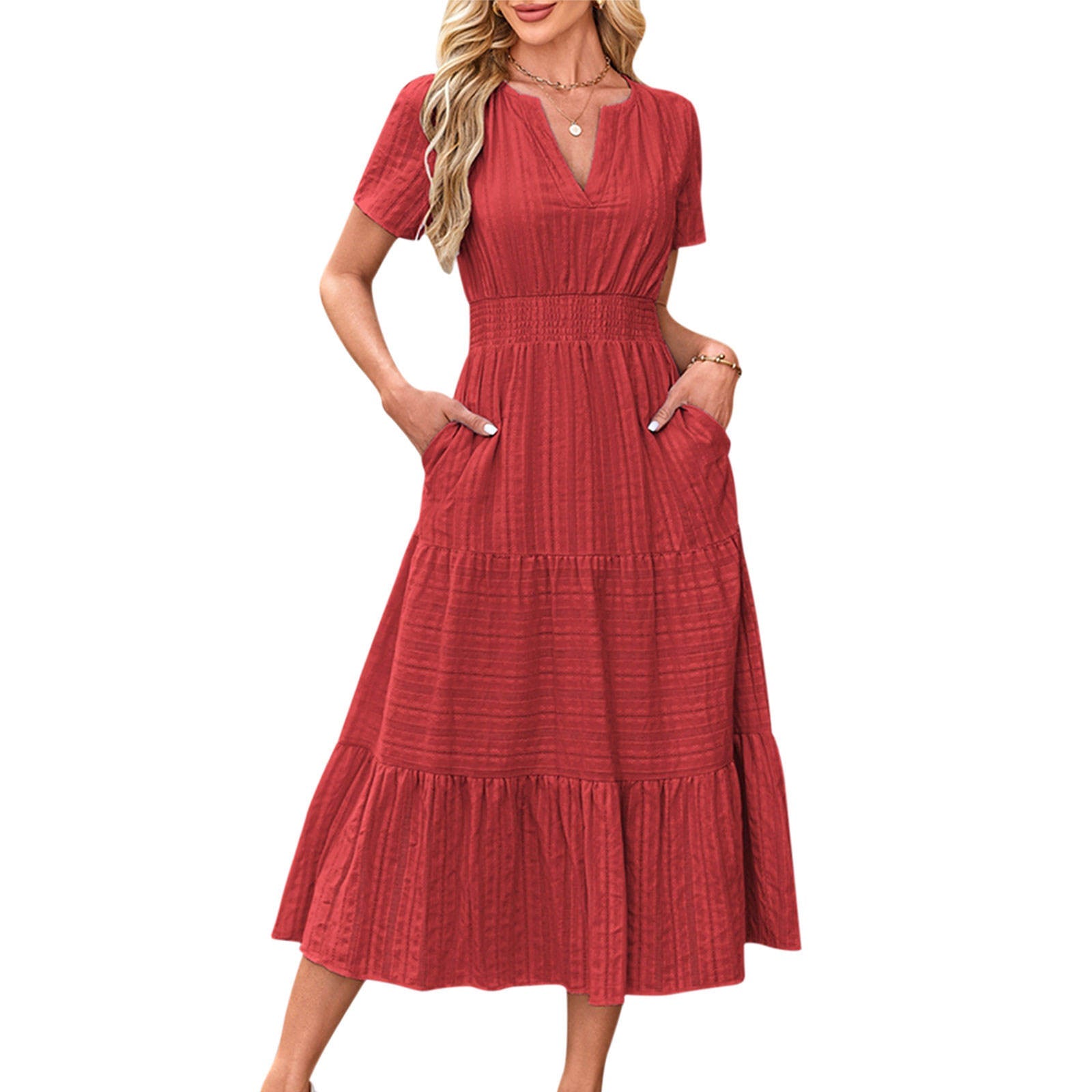 Anna Luisa - Abito lungo in cotone con vita elastica