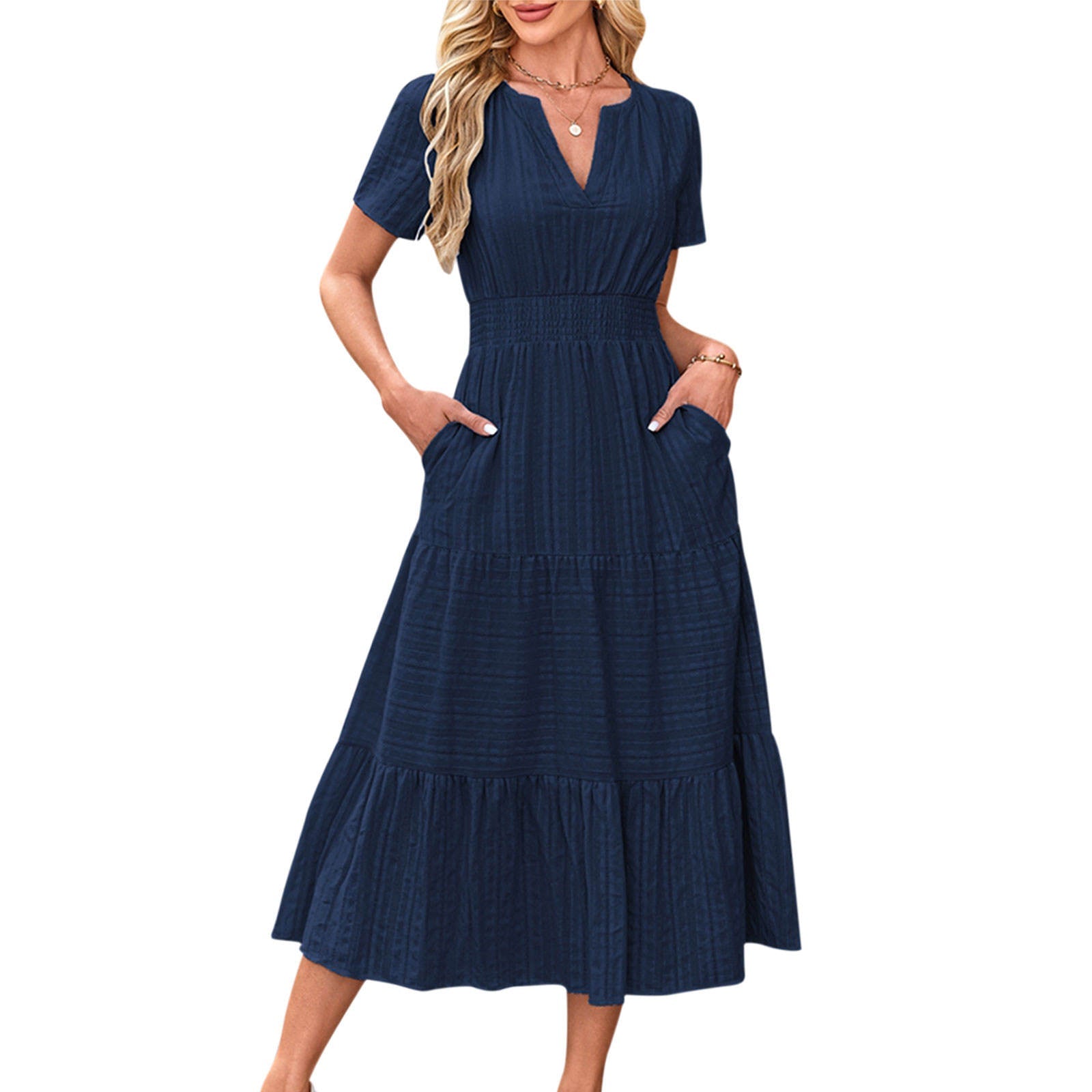 Anna Luisa - Abito lungo in cotone con vita elastica