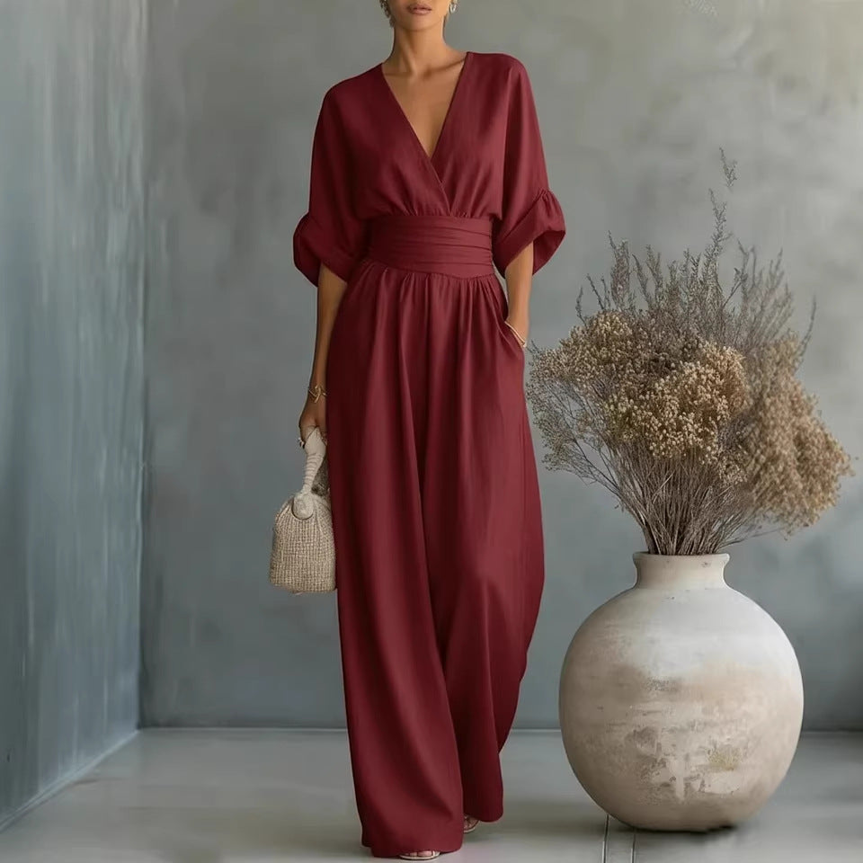 Elowen | Tuta Elegante Drappeggiata a Gamba Larga