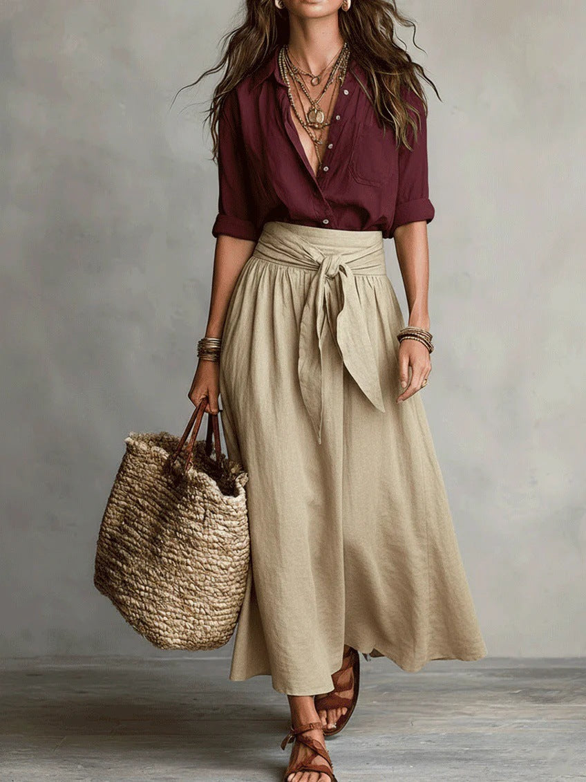 Camilla | Completo Midi con Cintura Annodata