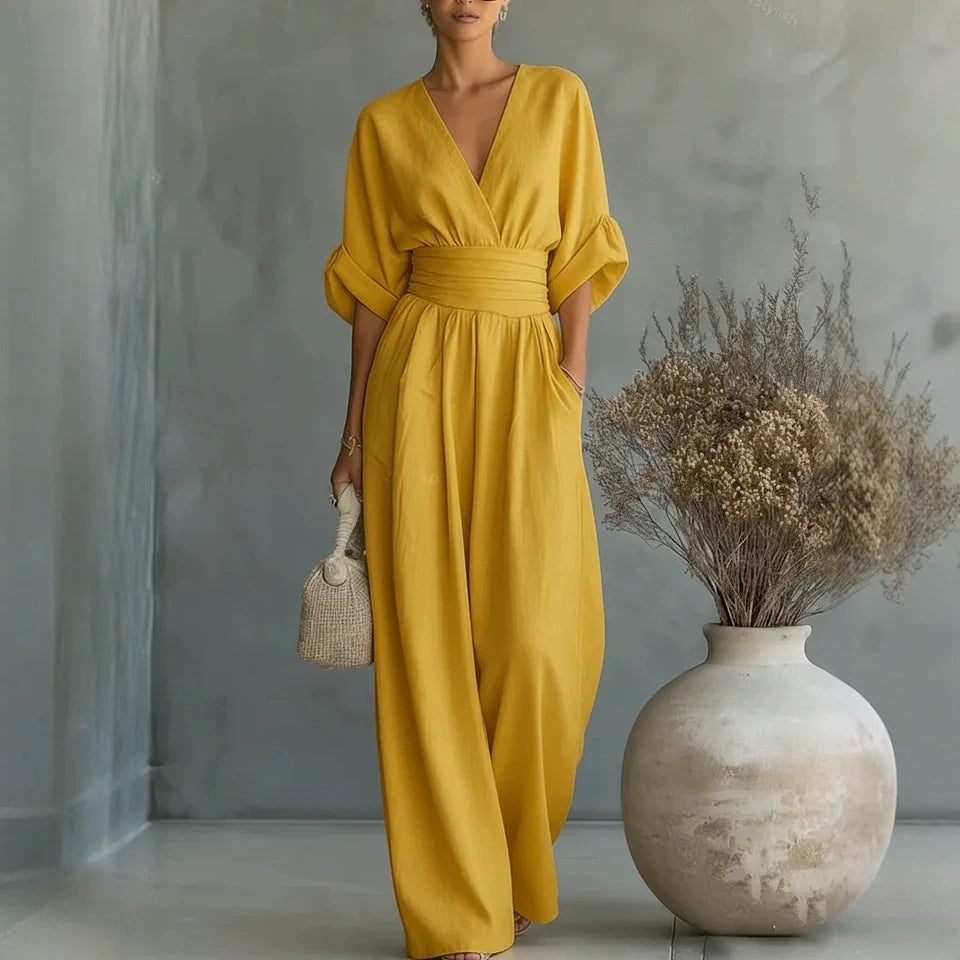 Elowen | Tuta Elegante Drappeggiata a Gamba Larga