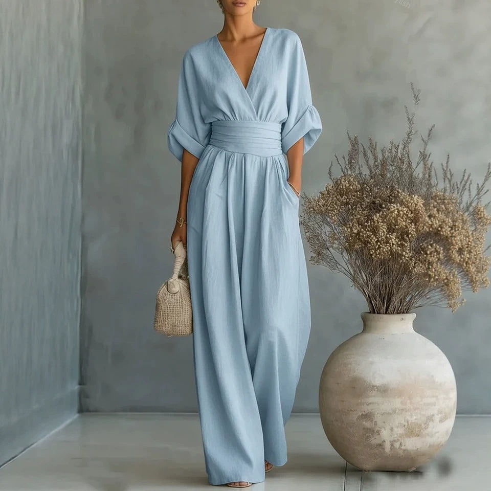 Elowen | Tuta Elegante Drappeggiata a Gamba Larga