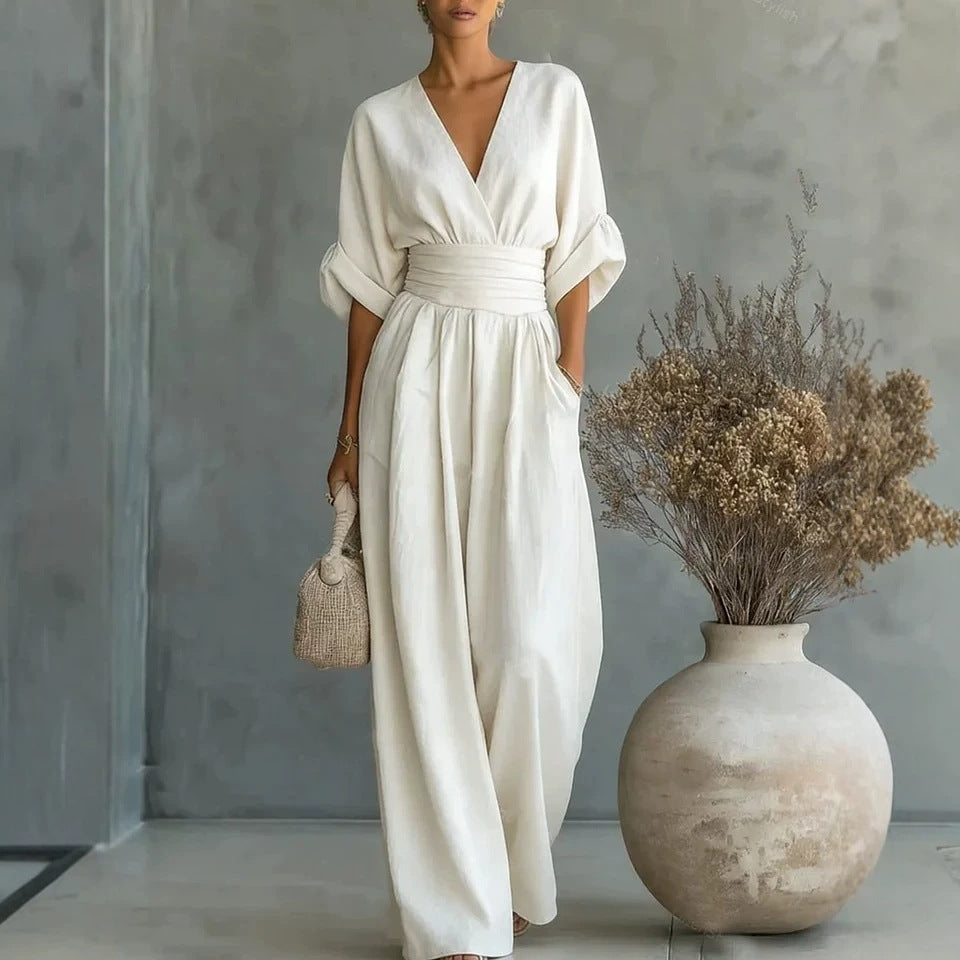 Elowen | Tuta Elegante Drappeggiata a Gamba Larga