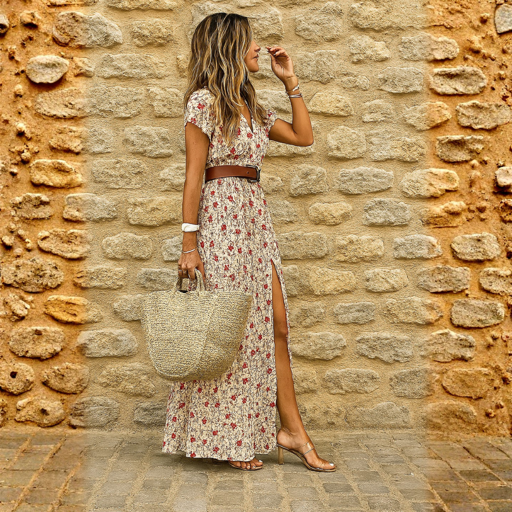 Joselin – Abito lungo boho e vaporoso con cintura