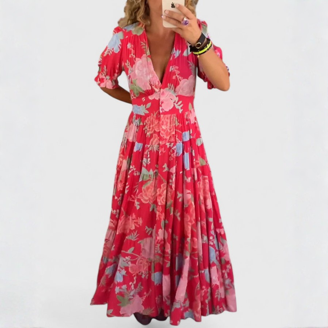 Miriam – Abito a fiori con scollo a V