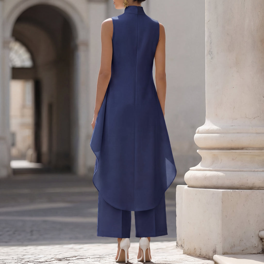 Martina | Completo Elegante Top Drappeggiato e Pantalone Palazzo