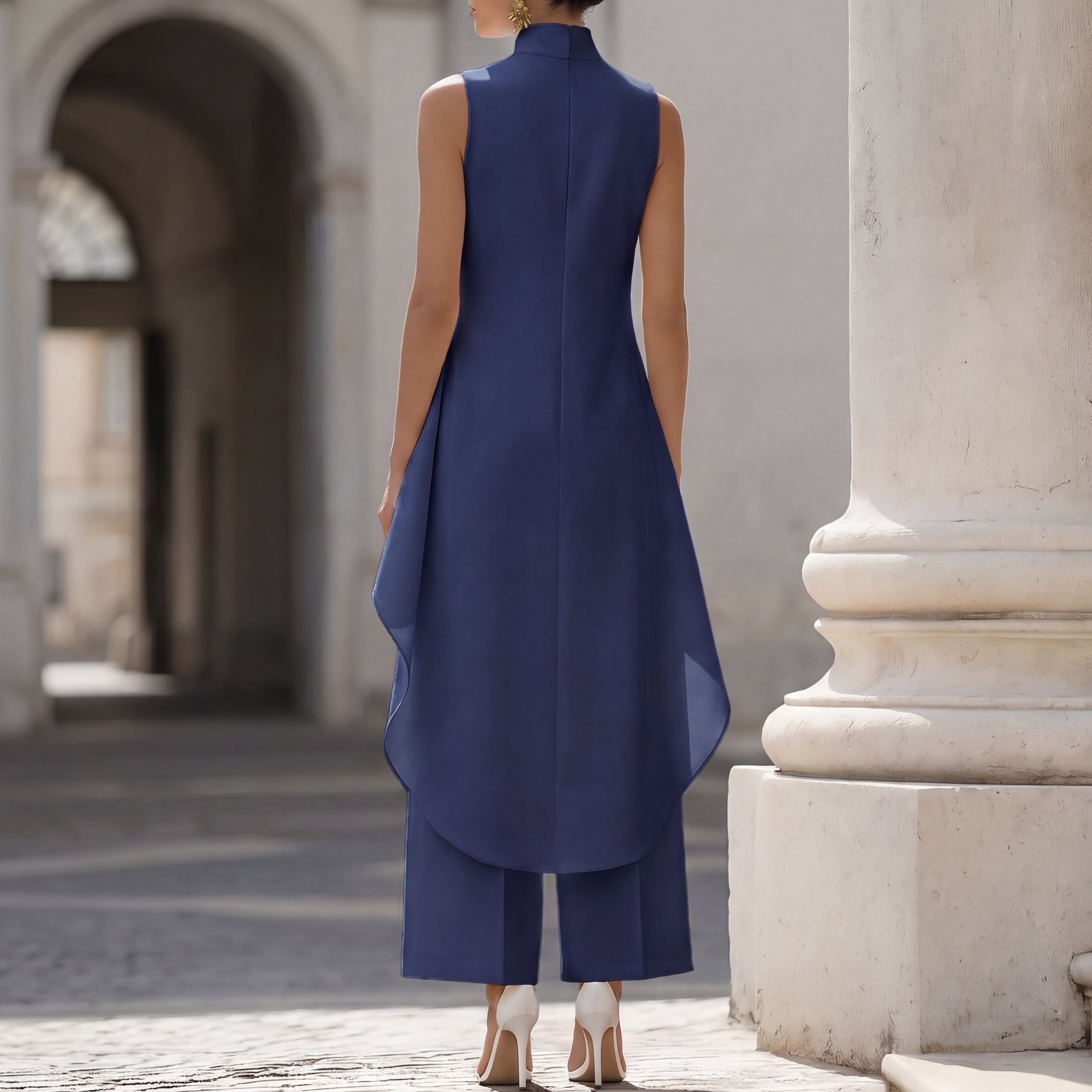 Martina | Completo Elegante Top Drappeggiato e Pantalone Palazzo