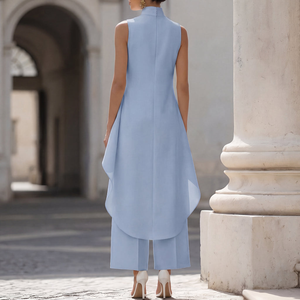 Martina | Completo Elegante Top Drappeggiato e Pantalone Palazzo