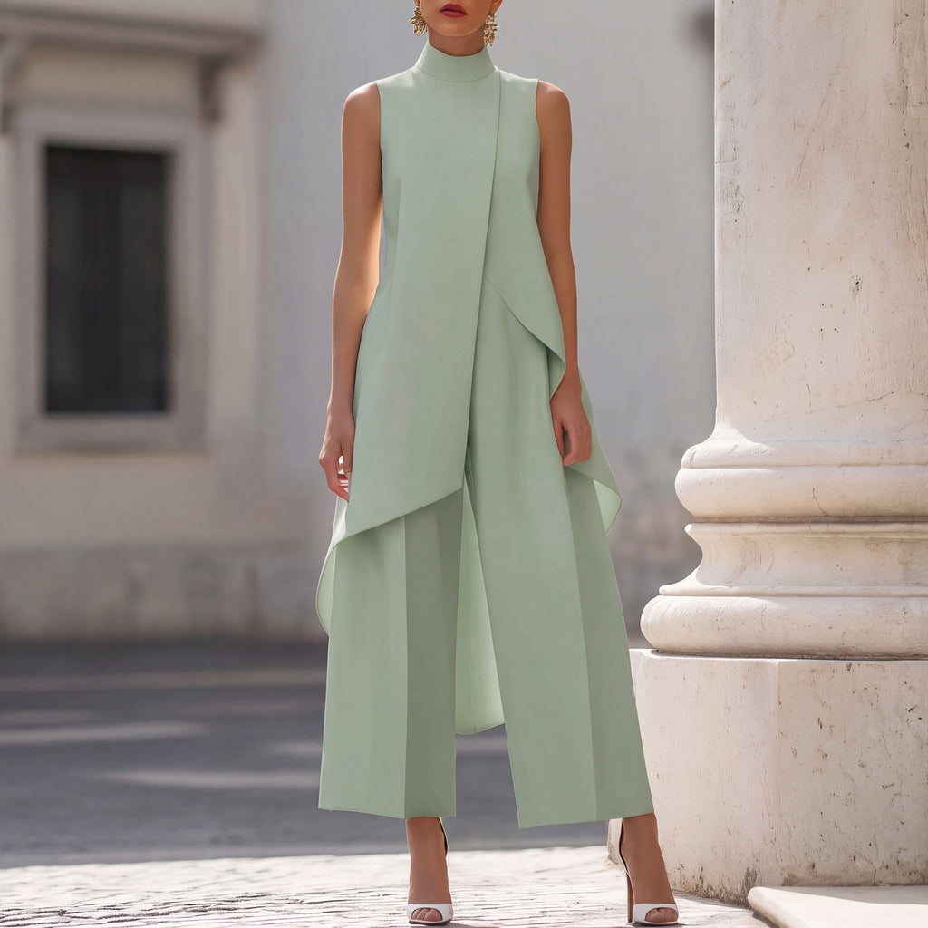 Martina | Completo Elegante Top Drappeggiato e Pantalone Palazzo