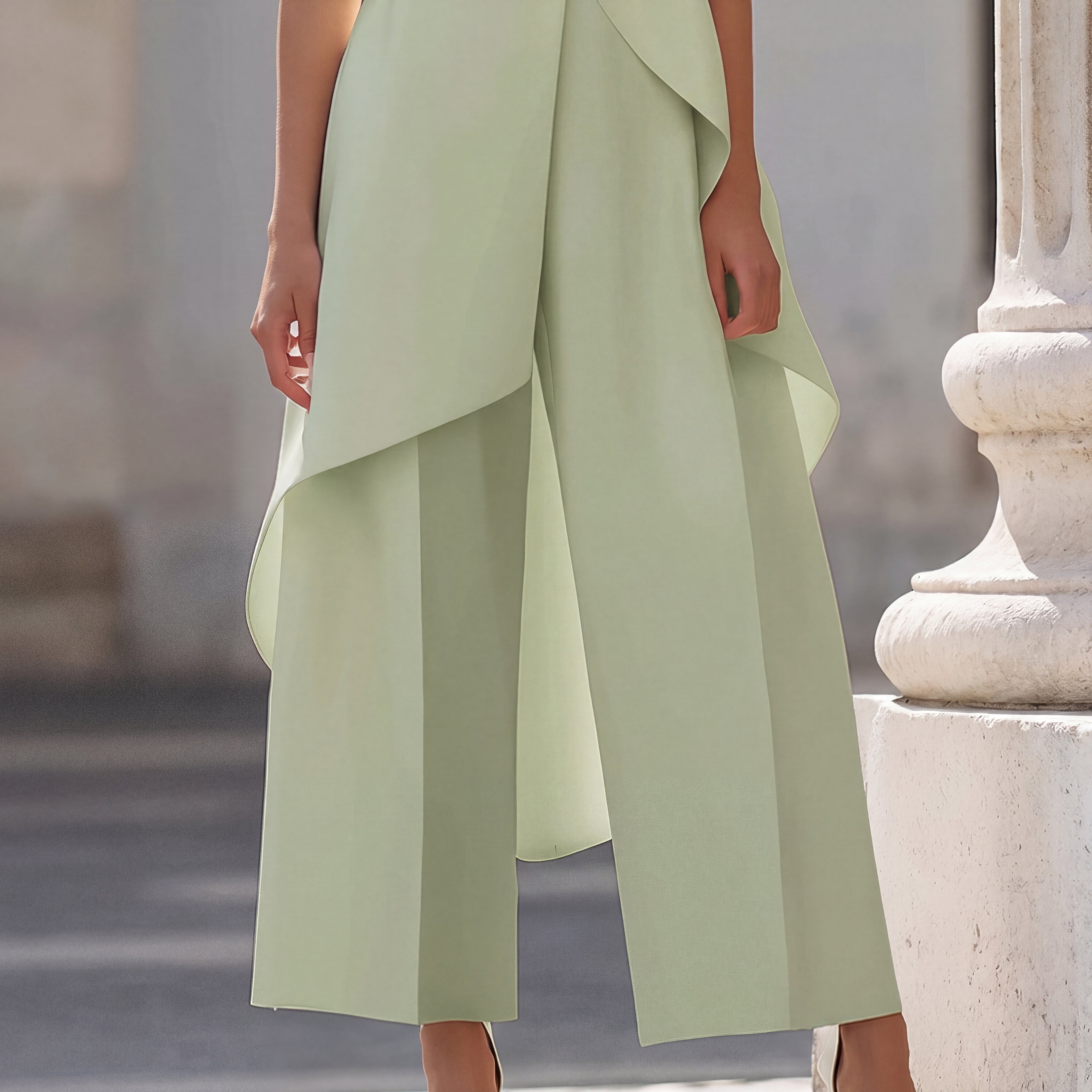 Martina | Completo Elegante Top Drappeggiato e Pantalone Palazzo