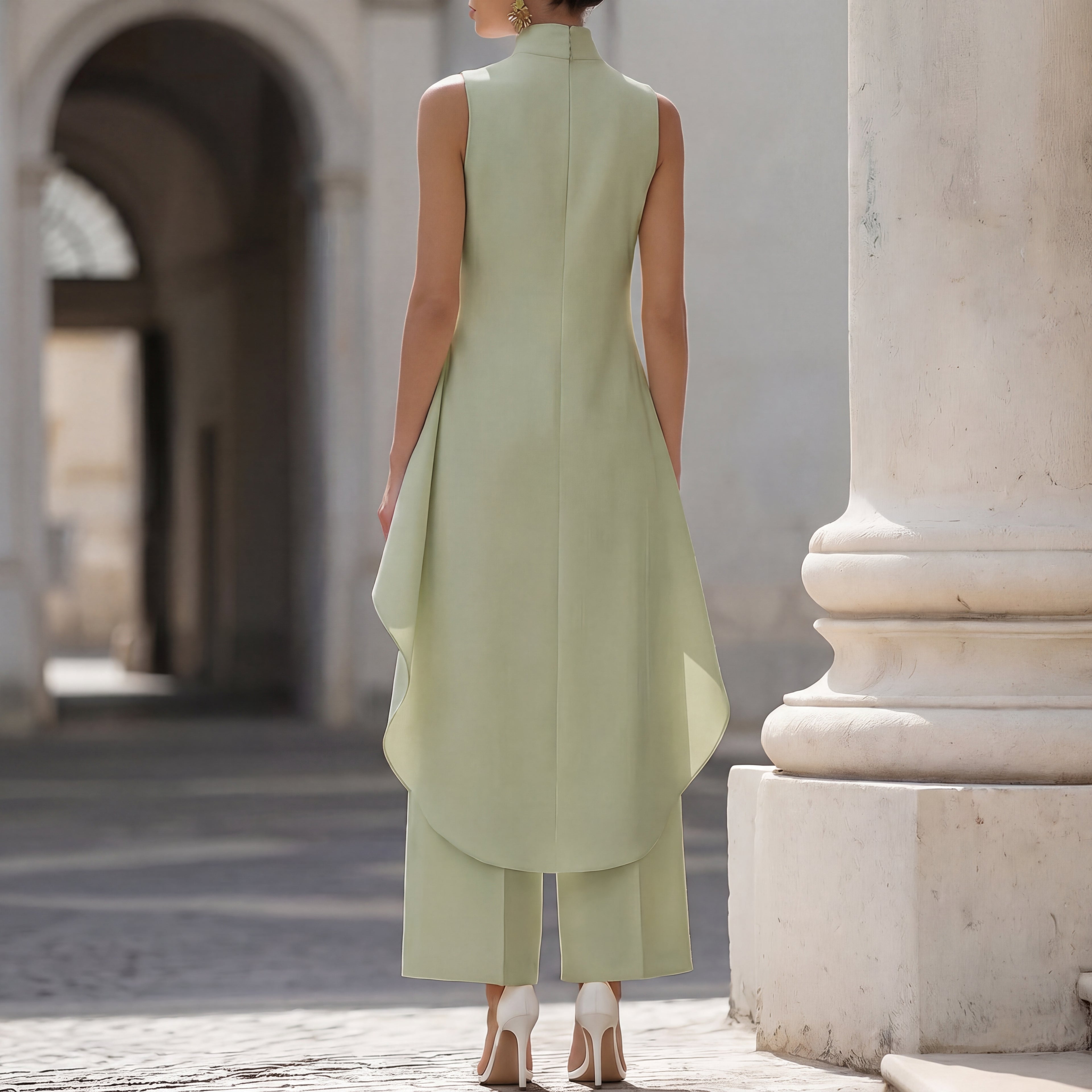 Martina | Completo Elegante Top Drappeggiato e Pantalone Palazzo