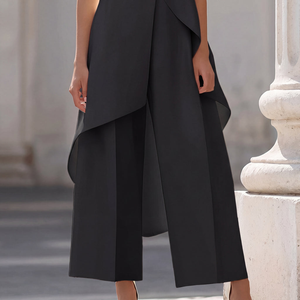 Martina | Completo Elegante Top Drappeggiato e Pantalone Palazzo
