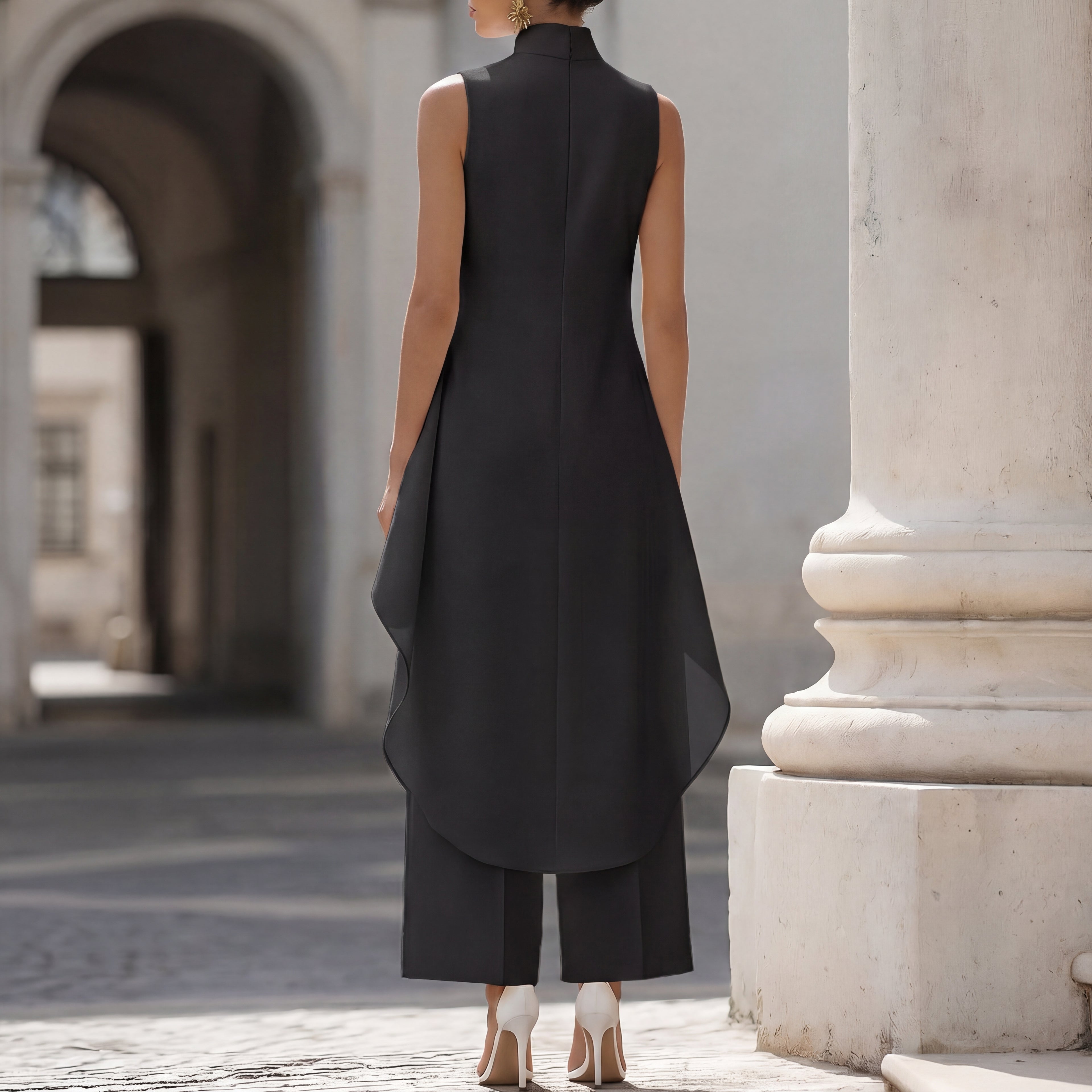 Martina | Completo Elegante Top Drappeggiato e Pantalone Palazzo