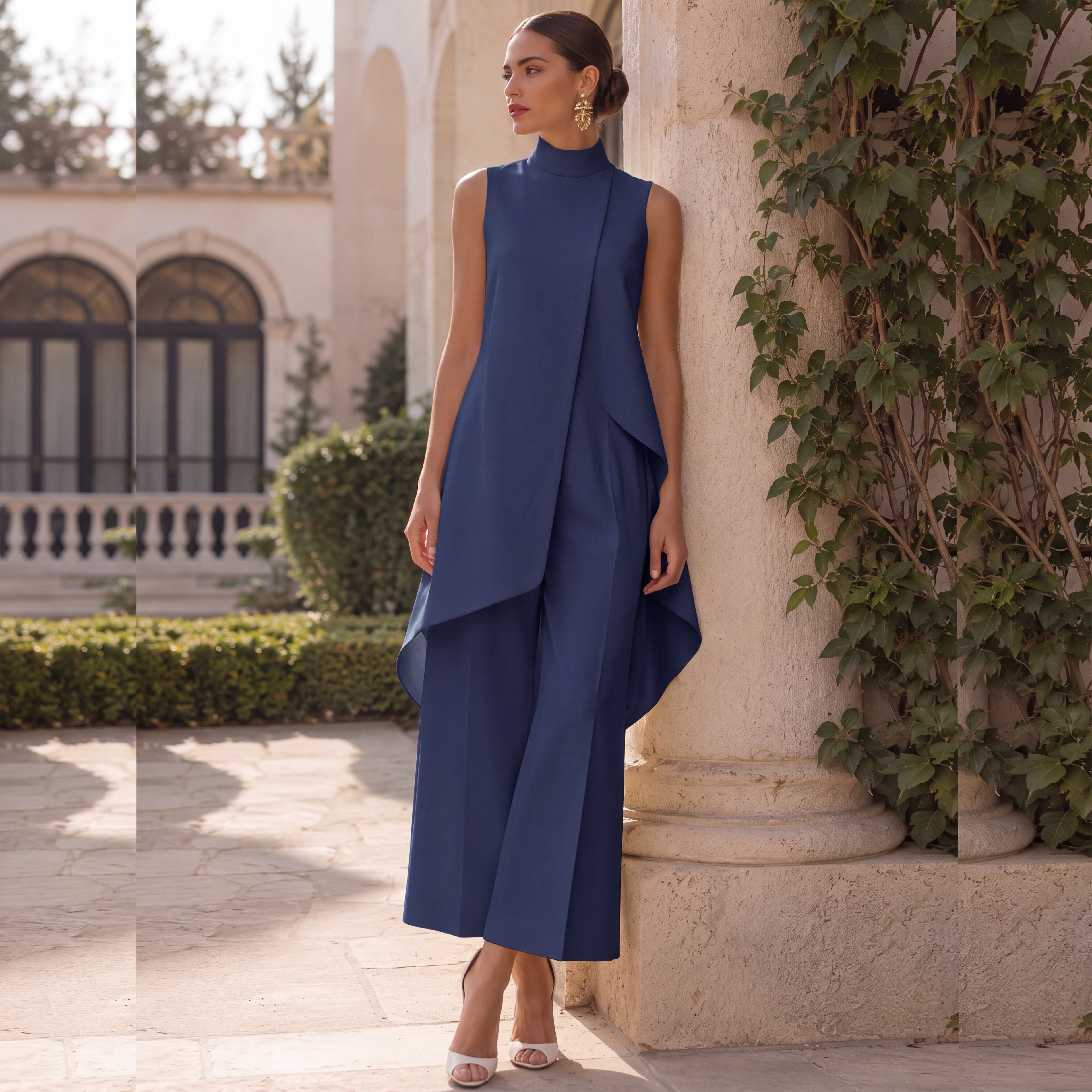 Martina | Completo Elegante Top Drappeggiato e Pantalone Palazzo