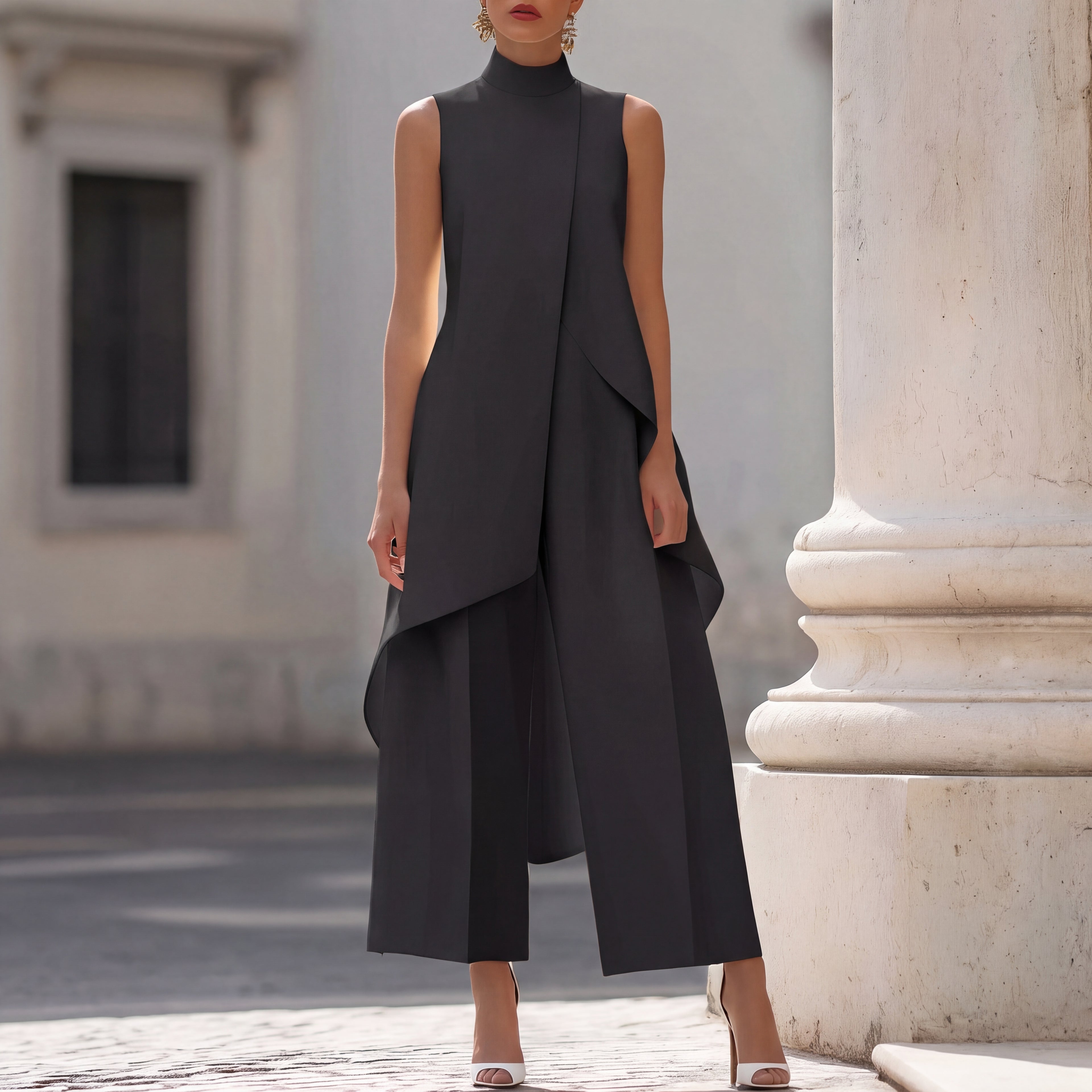 Martina | Completo Elegante Top Drappeggiato e Pantalone Palazzo