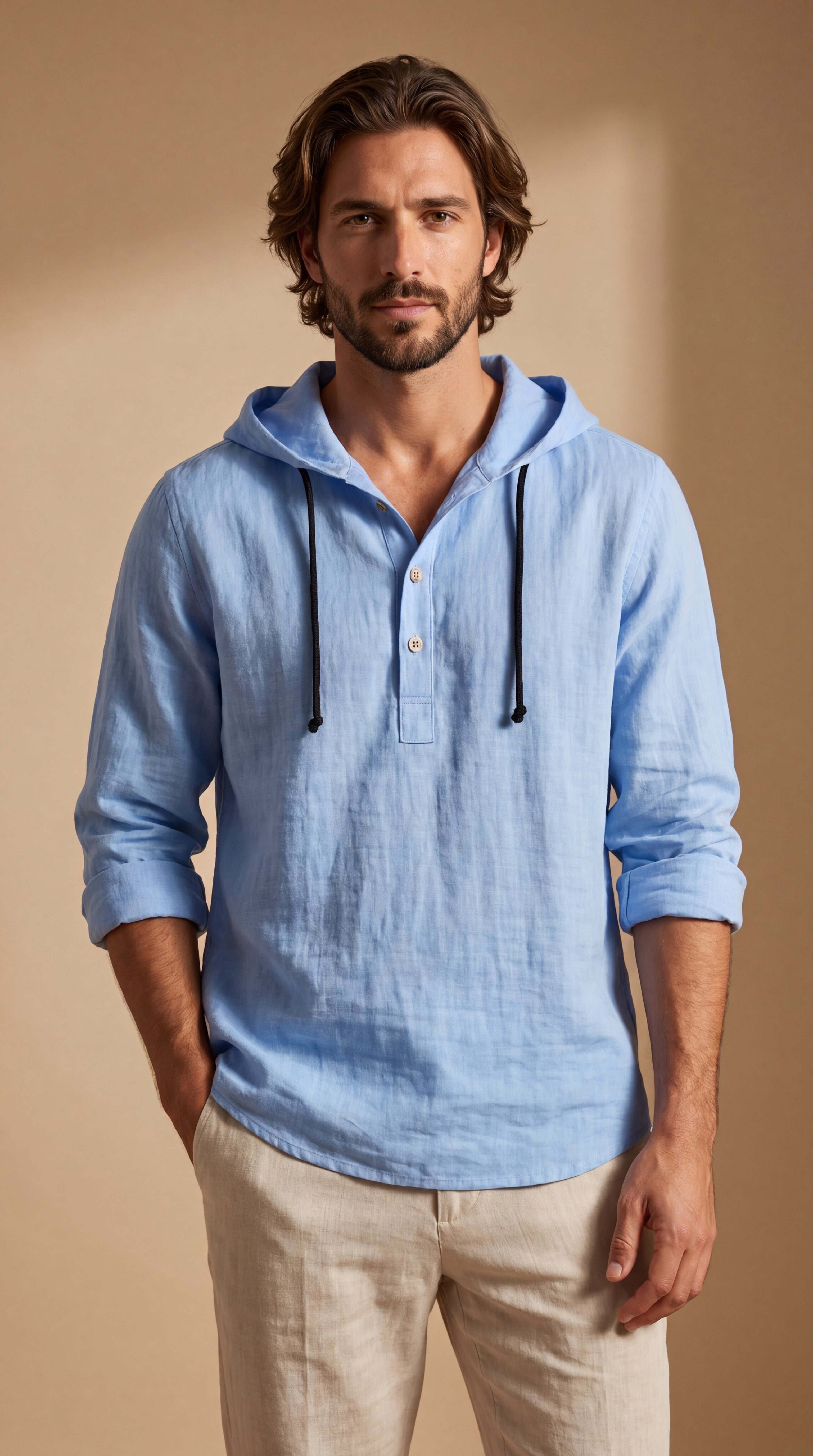 Luca | Felpa in Lino Premium con Cappuccio