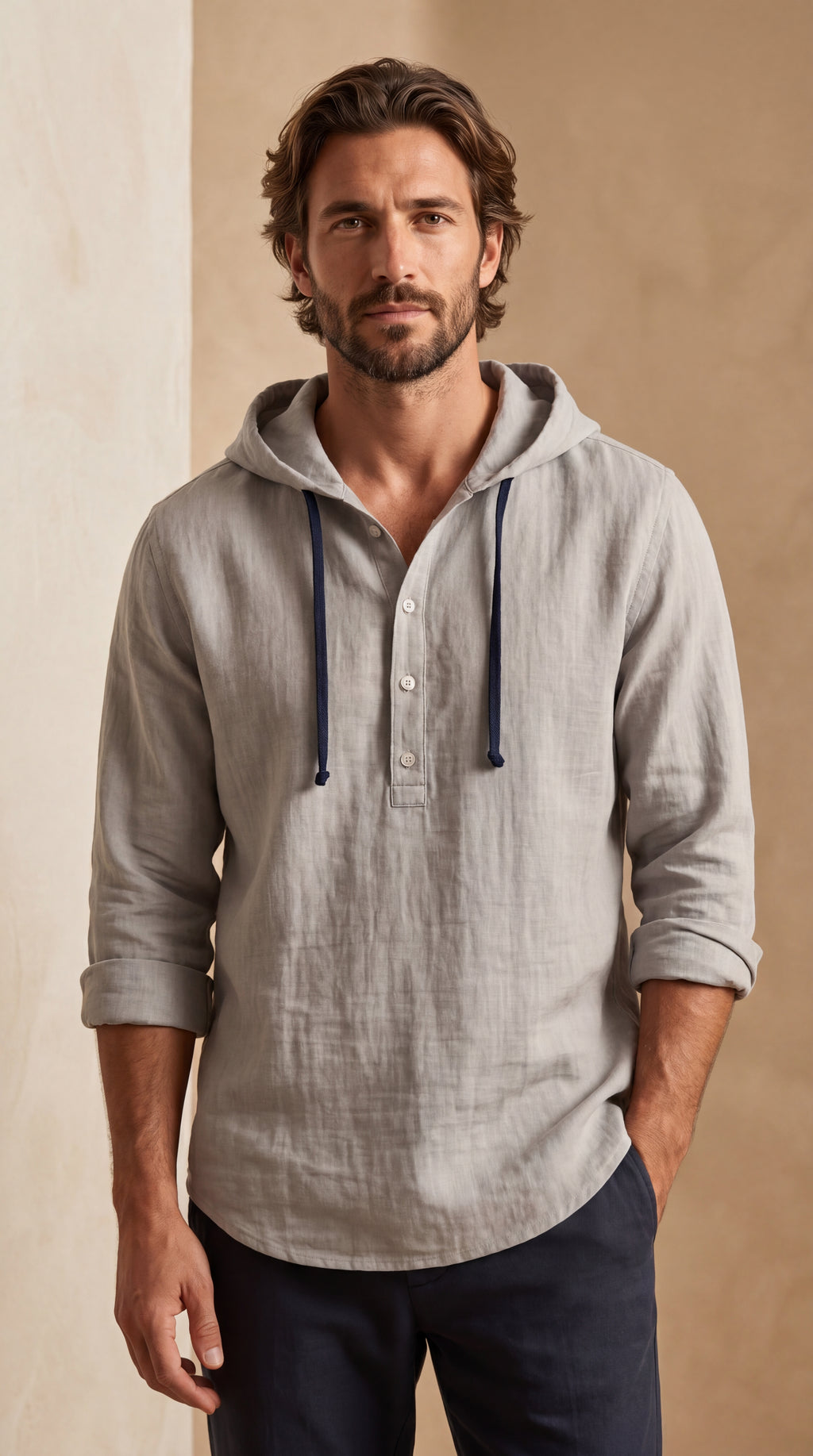 Luca | Felpa in Lino Premium con Cappuccio
