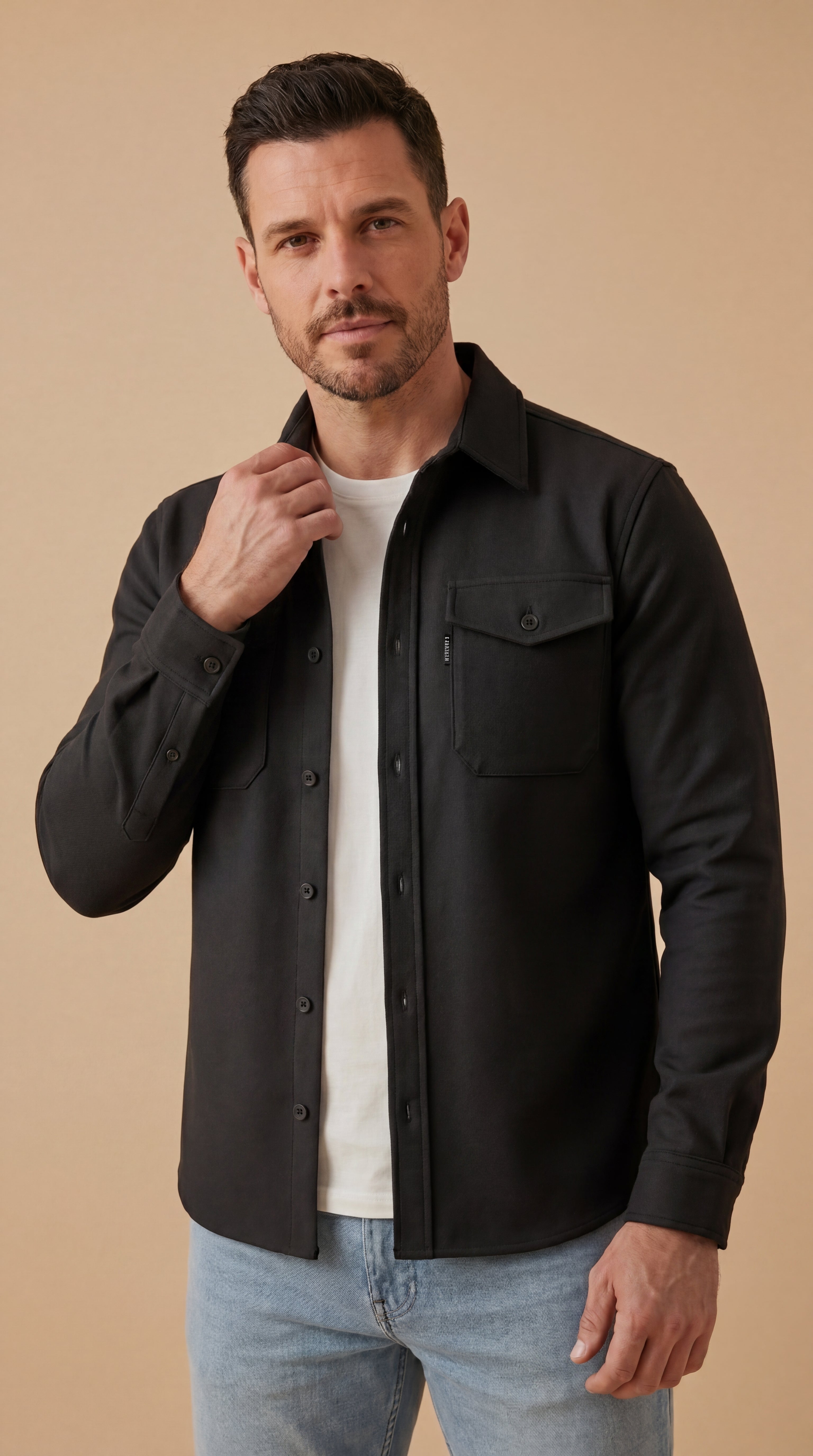 Camicia a Giacca Premium Uomo Essential™ — Stile Minimalista e Versatile™