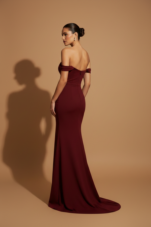 Abito lungo elegante Aura – Bordeaux